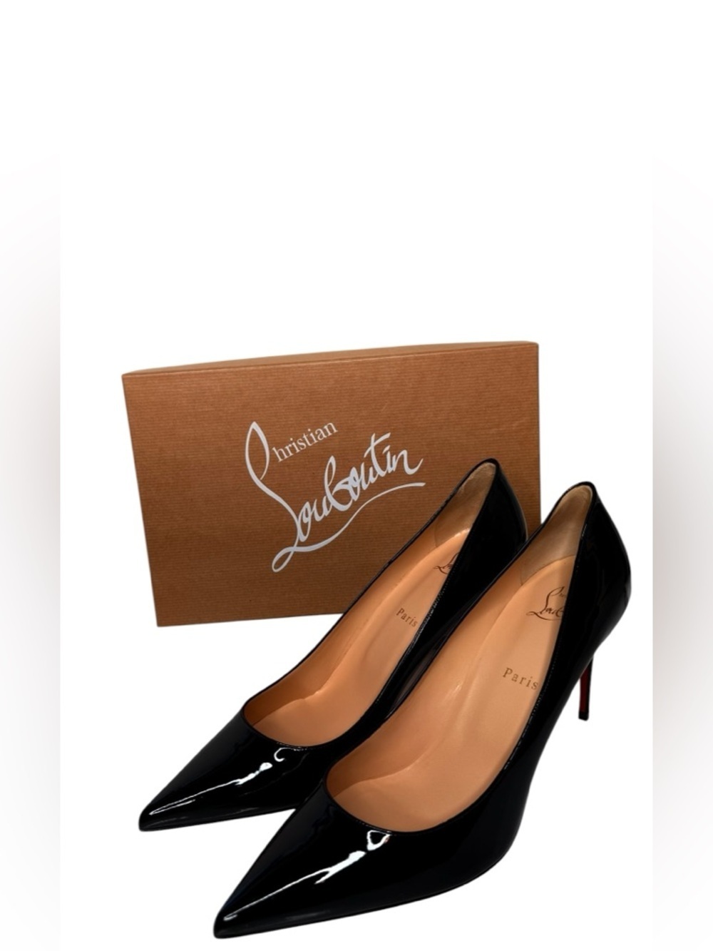 Christian Louboutin Eloise 85 Patent Leather Pumps Black Red Sole size 42